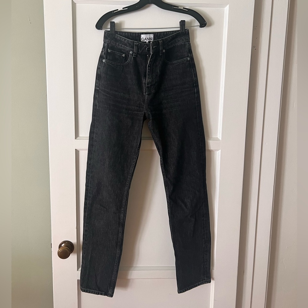 GANNI Rigid Denim Swiggy - Black Stone